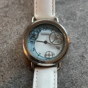 Vintage Fossil Gear Uhr Unisex silberfarben Wasserblasen Zifferblatt 34mm WW-8313 BI - Bild 1 von 8