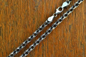 925 Sterling Silber Anker oxidierte Kette 3,5 mm Zopfkette italienisch - alle Größen - Bild 1 von 5