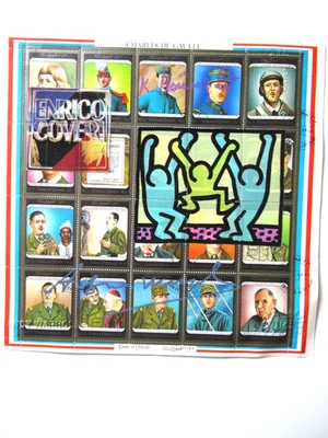 A.WARHOL/K.HARING: SERIGRAPHIE , ORIGINALSIGNATUR AUF 20er STAMP-BOGEN USPS-STP - Bild 1 von 4