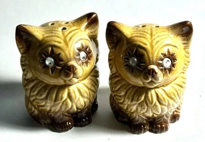 Kitten Cat Google Eye Salt & Pepper Set Ceramic Japan l - Picture 1 of 3