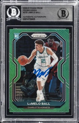 2020-21 PANINI PRIZM PRIZMS GREEN LAMELO BALL ROOKIE RC BGS AUTHENTIC AUTO - Image 1 of 2