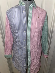 Ralph Lauren Hemdkleid mehrfarbig gestreift Colorblock Baumwolle Popeline Gr. 16 Nice1 - Bild 1 von 9