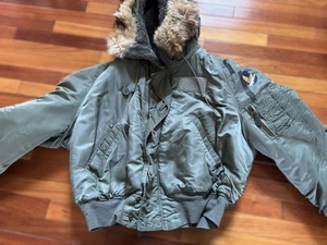 Vintage 1969 SkyLine Clothing N2B Flying Jacket USAF Coyote Fur Hood XL - Picture 1 of 14