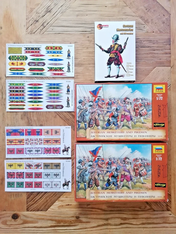 2x Österr. 8061 Zvezda Wien 1683 + Mars Söldner + 4 Bonus Fahnentafeln - 1:72 - Bild 1 von 1