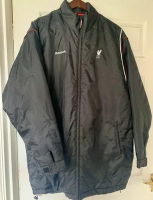 Liverpool FC Vintage Reebok Nylon Black Managers Coat Size Medium - Image 1 of 4