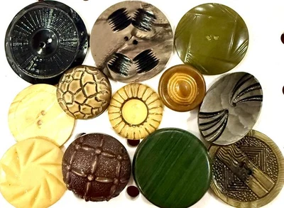 Great Art Deco Vintage Celluloid Bottns Lot Of 12 - Image 1 of 4