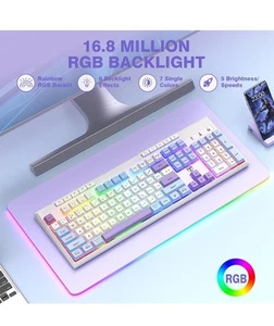 Wireless Keyboard, RGB Gaming Keyboard, Tri-Mode BT5.0/2.4GHz/USB-C - Afbeelding 1 van 3