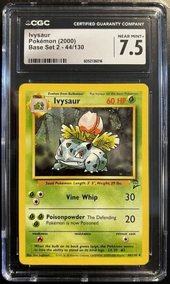 VINTAGE 2000 POKÉMON IVYSAUR BASE SET 2 44/130 CGC 7.5 (NM+) *{NEW SLAB}* - Image 1 of 2