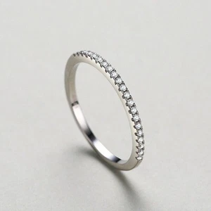 Slim Band Apilable Cristal Plata Esterlina Anillo Mujeres Joyería de Moda... - Imagen 1 de 5