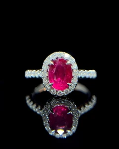 3.92 Ct Oval Cut Natural Red Ruby & Diamond Engagement Ring Solid 14K White Gold - Picture 1 of 8
