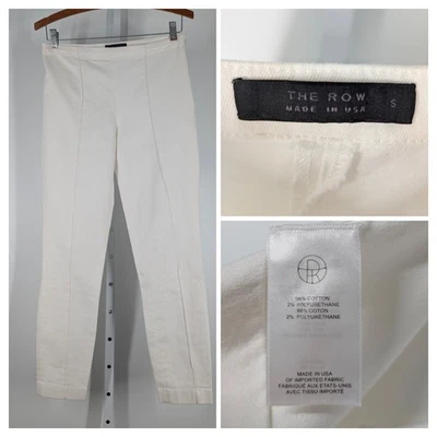 Pantalones de mezclilla blancos The Row leggings plisados cónicos pequeños EE. UU. informales de lujo NYC Foto 1 de 4