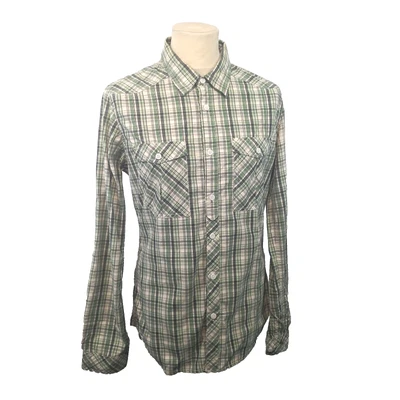 Bench Shirt Mens Large Green Check Plaid Western Cowboy Roll Tab Sleeve Workwear - Image 1 of 4