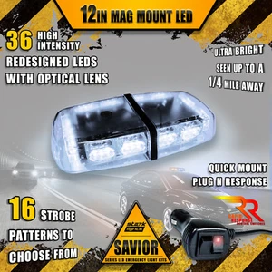 36 LED Light Bar Top Magnetic Hazard Flashing Roof Strobe Truck WHITE - Picture 1 of 6