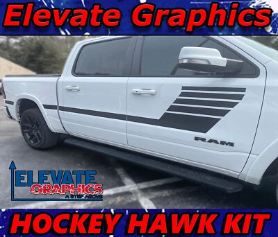 Calcomanías adhesivas gráficas de vinilo para Ram 1500 rayas laterales Hockey Hawk 2019-2025 Foto 1 de 4