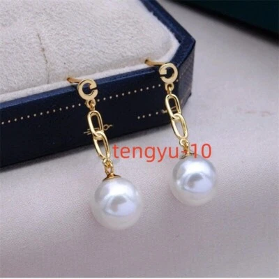 AAA+ 7-8mm Real Natural Akoya Blanco Redondo Perla Pendientes 14k Foto 1 de 4