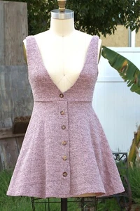 Little Ladies Cute Pink Jumper Dress Knit 13 Pinafore Short Button Detail - Picture 1 of 6