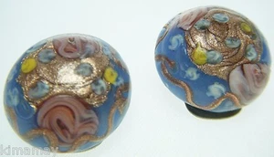  VTG WEISS  PERIWINKLE BLUE ITALIAN VENETIAN GLASS EARRINGS  CLIPS WEDDING CAKE - Picture 1 of 3