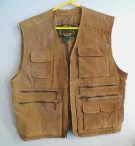 Gilet pelle marrone Global Identity GIII taglia M/M tasche caccia pesca - Foto 1 di 9