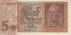 Currency Germany 1939 WW2 Fascism War 5 Reichmark Funf 5 Circulated WORN 