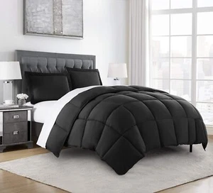 Chezmoi Collection 3-Piece Down Alternative Comforter Set (Queen, Black) Queen - Picture 1 of 8