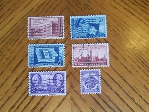 1945 46 United States Postage 6 Stamps Statehood Smithsonian Honorable Discharge - Picture 1 of 2