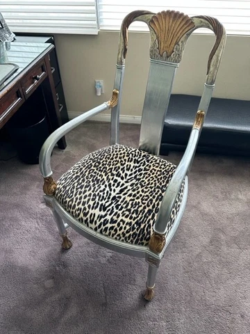 Designer Silver & Gold Leaf Carved Chair Cover