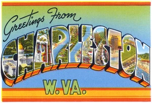 Greetings From Charleston, West Virginia - 1930's - Vintage Postcard Poster - Picture 1 of 1