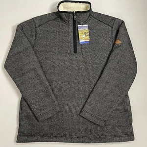 Orvis Sweater Men Large Gray Quarter Zip Collared Pullover Fleece Lined Warm - Picture 1 of 13