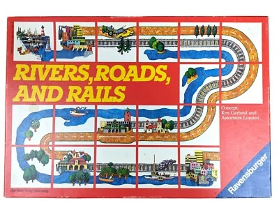 Vintage Rivers Roads & Rails Ravensburger 1989 Matching Game Kids 100% Complete - Image 1 of 3
