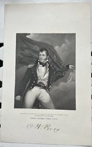 War Of 1812 Lake Erie Oliver Hazard Perry USN Steel Plate Engraving 1854 - Picture 1 of 1