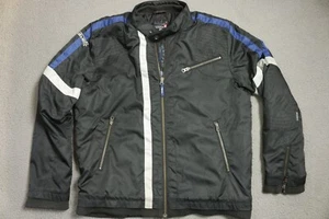 Vintage Quicksilver Jacket Biker Mens Medium Black Full Zip Side Logo Surf - Picture 1 of 17