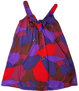 LuX Sleeveless Blouse Halter Top Womens Size Small V-Neck Red Blue Silky Sheer - Picture 1 of 12