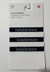 Lululemon Flat Hair Elastics 6 Pack Black/Silver NWT - Picture 1 of 3