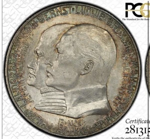 1904 Germany 2 Mark Hesse-Darmstadt Birthday 2 Mark PCGS MS65 Subtle Toning - Picture 1 of 8