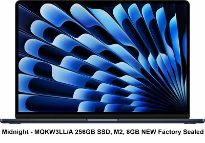 NEW SEALED Apple MacBook Air 15" (256GB SSD, M2, 8GB) Laptop Midnight MQKW3LL/A - Image 1 of 4