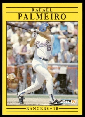 1991 Fleer Baseball Card Rafael Palmeiro Texas Rangers #295 - Image 1 of 2