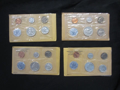 Lot of 1961, 1962, 1963, 1964 Proof Sets w/ Envelopes  US Mint. FREE SHIPPING Cover