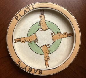 Vintage Roseville Juvenile Standing Rabbit Baby Plate 6” - Picture 1 of 8