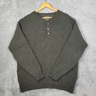 VTG Woolrich Sweater Mens Medium Henley Pullover Chunky Wool Green Made In USA