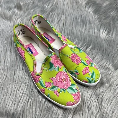 Lilly Pulitzer X Keds Womens Green Pink Floral Slip On Shoes Size 6 - Image 1 of 4