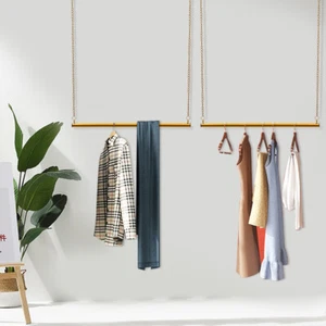 Clothes Shop Ceiling Hanging Clothes Display Rack Wardrobe Organizer Shelf-2pcs - Picture 1 of 11