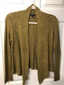EILEEN FISHER Cardigan Sweater Lightweight Wool Blend Brown Gold Tweed Petite M - Picture 1 of 16