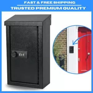 Wall-Mounted Key Drop Box with Combo Lock, Indoor/Outdoor Metal Mailbox, Black - Picture 1 of 8
