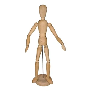 Maniquí articulado maniquí dibujo artista madera 13"" base cuerpo flexible posable - Imagen 1 de 13