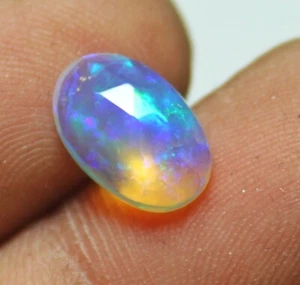 1.70 Cts Natural Ethiopia Multi Fire Opal One Side Rose Cut Welo Fire Opal OP-05 - Picture 1 of 7