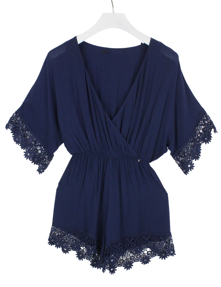 Guess Strampler Damen M Kurzärmlig Bund Bestickt Einzelheiten Blau - Bild 1 von 4