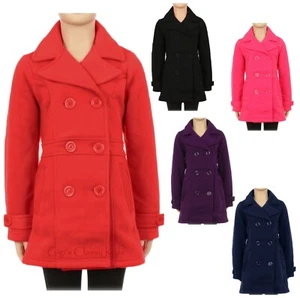 Girls Double Breasted Pea Coat Winter Fall Kids Holiday Warm Sz 6 8 10 12 New - Picture 1 of 4