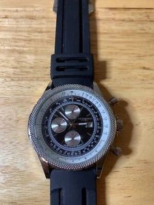 Akribos GMT Multi-Function Black Silicone Men's Watch - AK532SSB - New Battery - Picture 1 of 17
