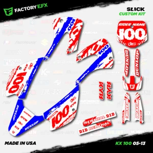 Red White Blue Slick Racing Graphics Kit fit Kx100 05-13 Plates Kx 100 2005-2013 - Picture 1 of 5
