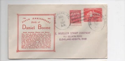 United States entire U525 Daniel Boone 200th Anniversary of birth cachet - Image 1 of 2